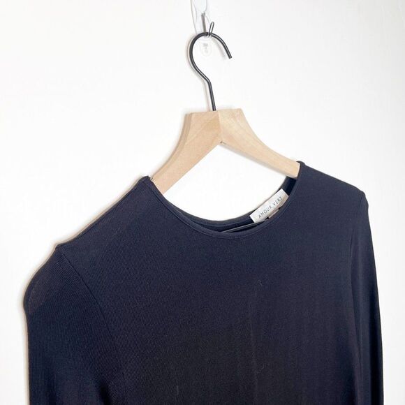 Amour Vert Button Back Long Sleeve Swing Dress Modal Blend in Black Women's S - Picture 2 of 5